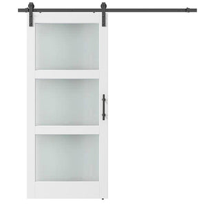 3 Glass White Barn Door