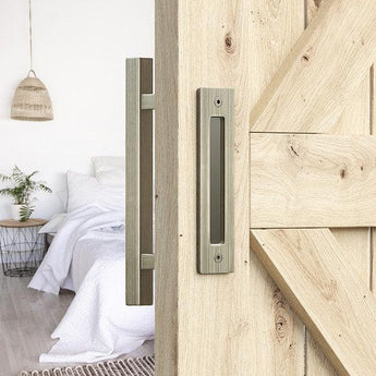 Brushed Bronze Square Barn Door Handle Kit (Double Sided)