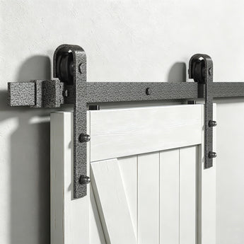 Textured Grey Barn Door Hardware