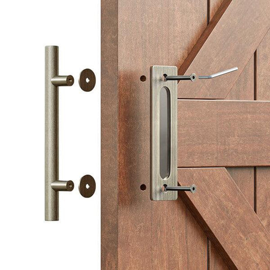 Brushed Bronze Round Barn Door Handle Kit (Double Sided)