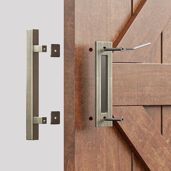 Brushed Bronze Square Barn Door Handle Kit (Double Sided)