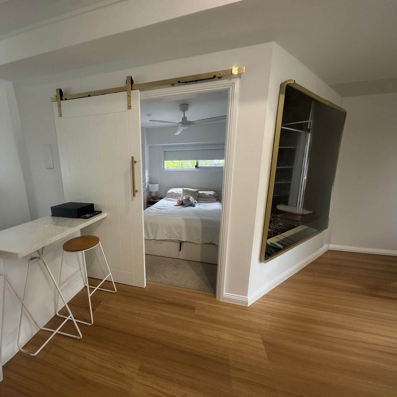 Brushed Gold Classic Side Mount Barn Door Hardware