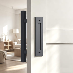 Gunmetal Square Barn Door Handle Kit (Double Sided)-Q009