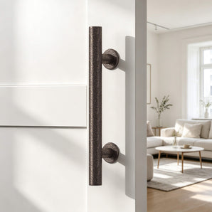 Rustic Hammered Auburn Round Barn Door Handle Kit (Double Sided)-R001
