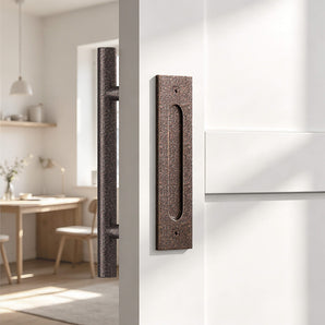 Rustic Hammered Auburn Round Barn Door Handle Kit (Double Sided)-R001