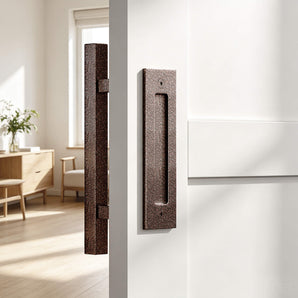 Rustic Hammered Auburn Square Barn Door Handle Kit (Double Sided)-R009