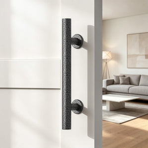 Textured Grey Round Barn Door Handle Kit (Double Sided)-H001