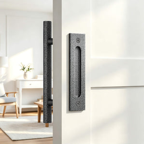 Textured Grey Round Barn Door Handle Kit (Double Sided)-H001