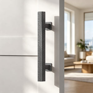 Textured Grey Square Barn Door Handle Kit (Double Sided)-TG009