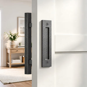 Textured Grey Square Barn Door Handle Kit (Double Sided)-TG009