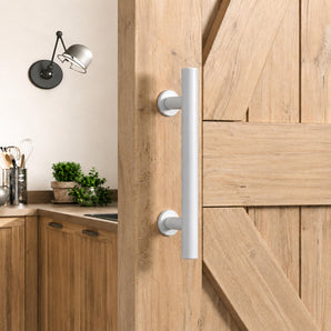 White Round Barn Door Handle Kit (Double Sided)-W001