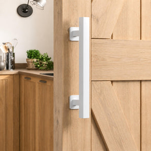 White Square Barn Door Handle Kit (Double Sided)-W009