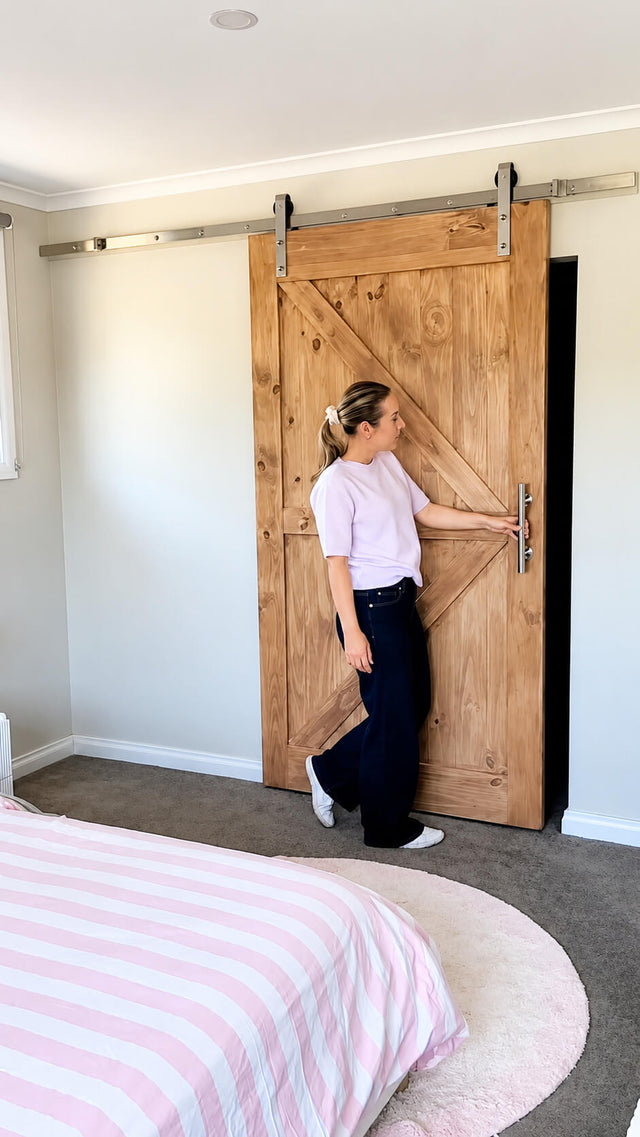 Beautiful DIY Pine Wood Barn Door painted white