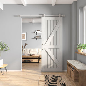 White Classic Top Mount Barn Door Hardware