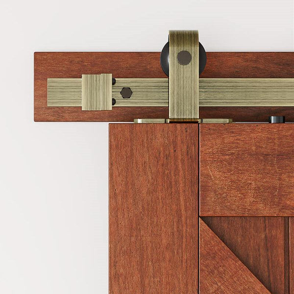 Brushed Bronze Classic Top Mount Barn Door Hardware - Barn Door Outlet