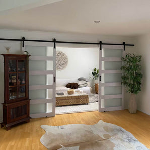 5 Glass White Barn Door