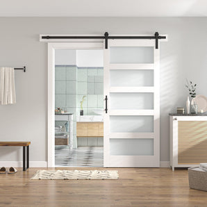 5 Glass White Barn Door