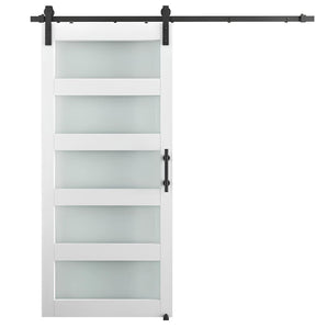 5 Glass White Barn Door