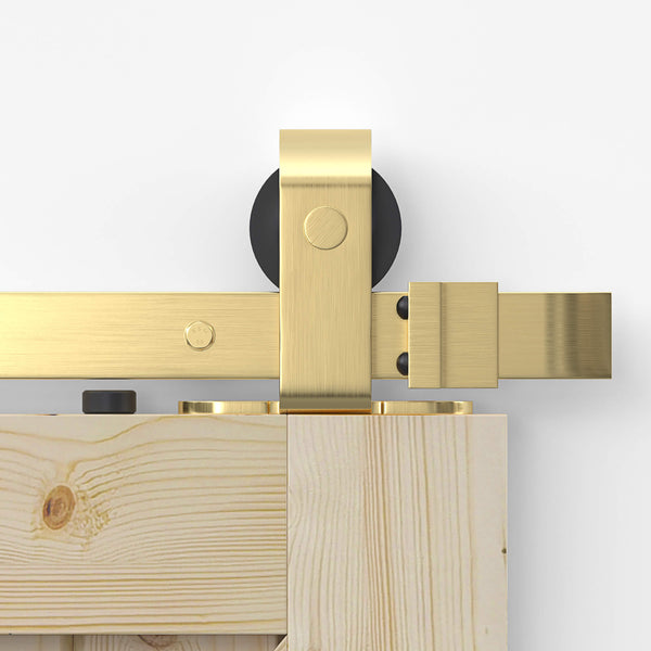 Brushed Gold Classic Top Mount Barn Door Hardware