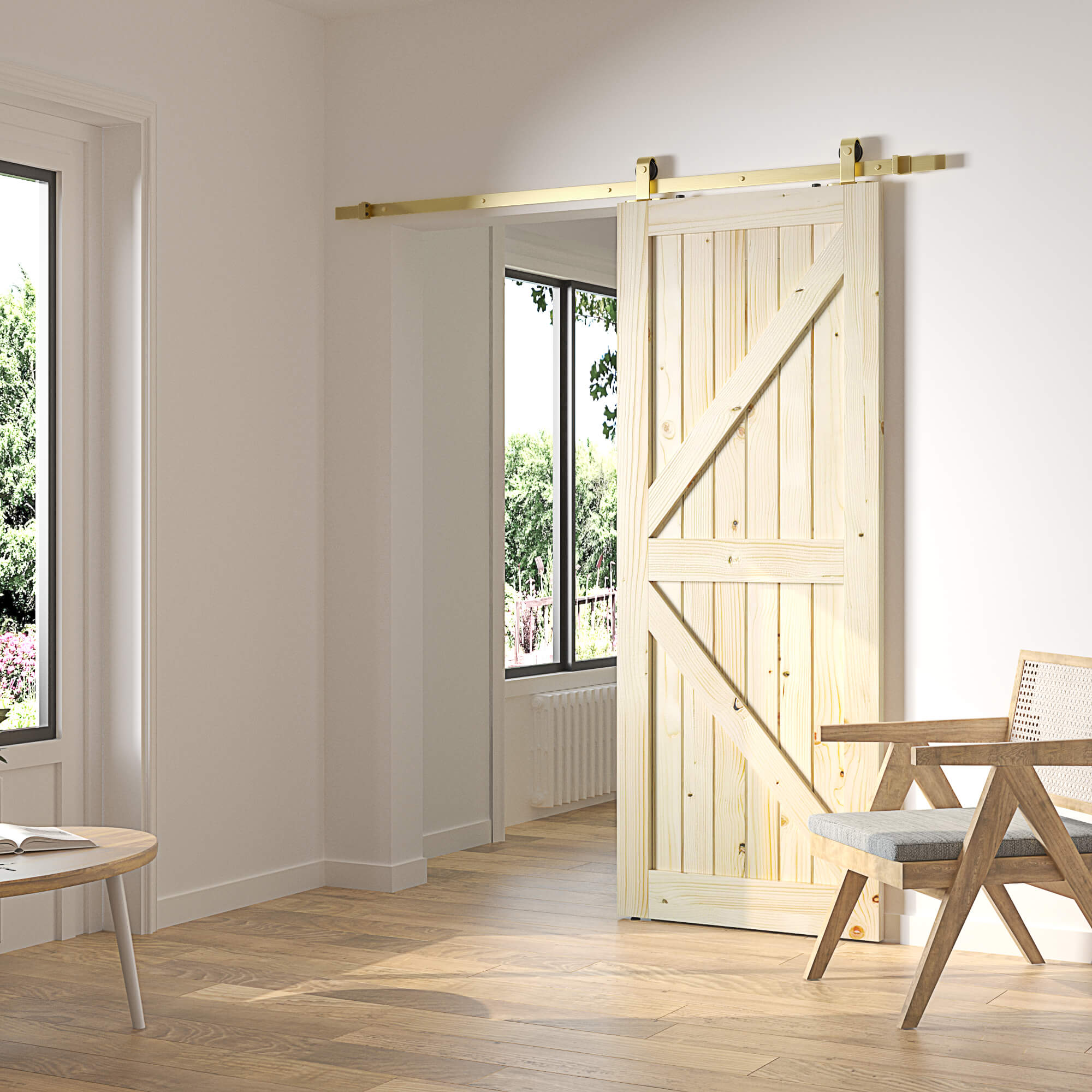 Brushed Gold Classic Top Mount Barn Door Hardware