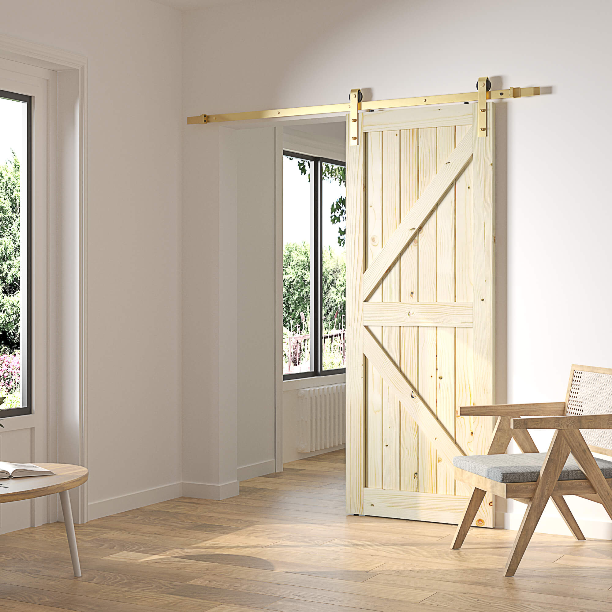 Brushed Gold Classic Side Mount Barn Door Hardware