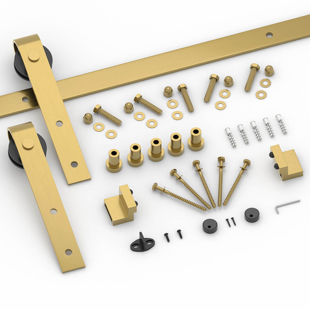 Brushed Gold Classic Side Mount Barn Door Hardware