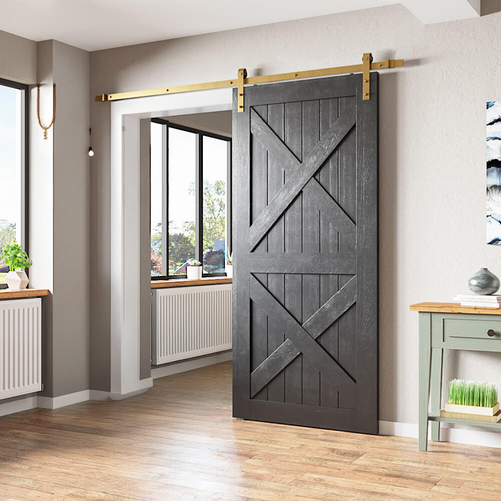 Brushed Gold Classic Side Mount Barn Door Hardware