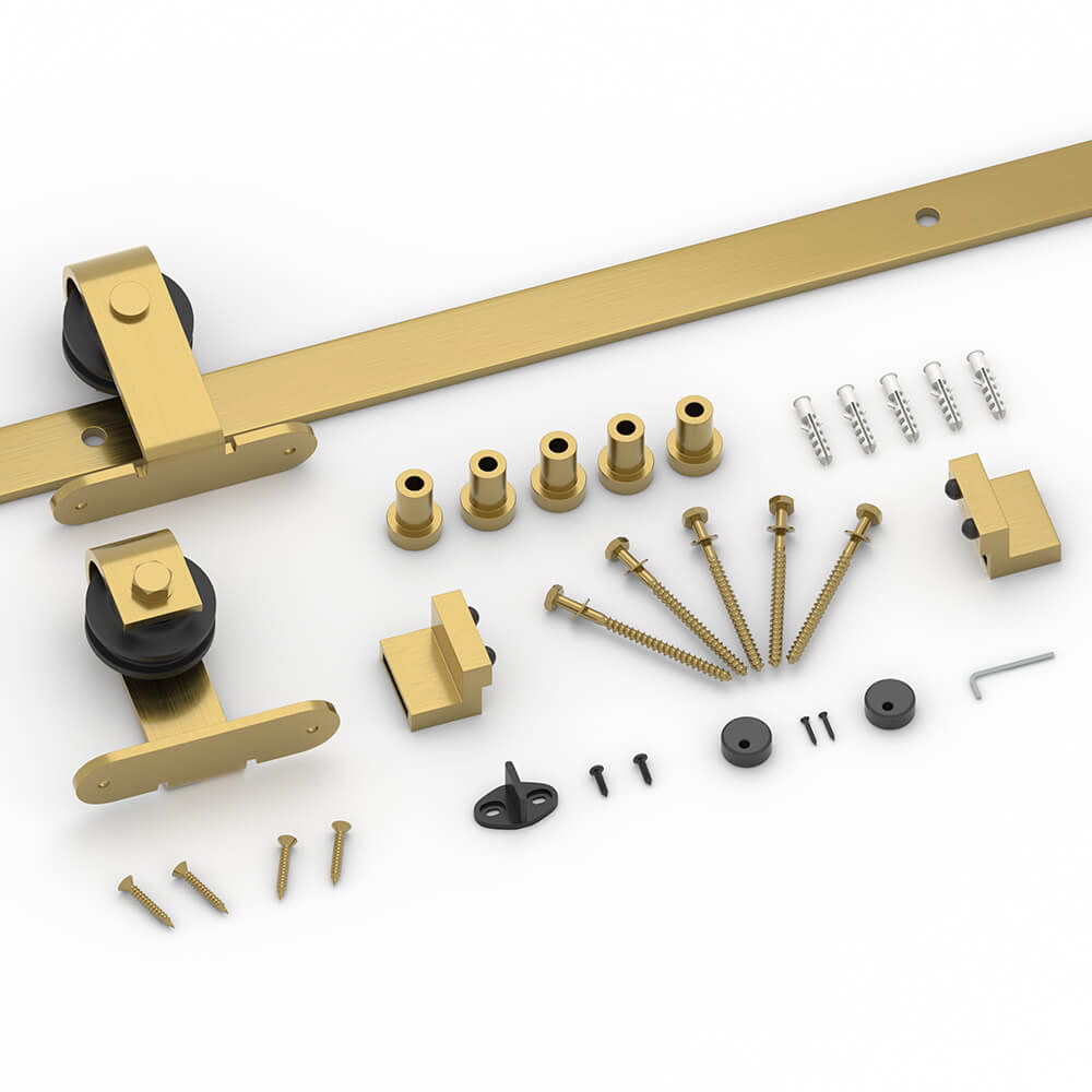 Brushed Gold Classic Top Mount Barn Door Hardware