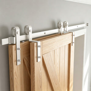 White Bypass Barn Door Hardware ( For Two Door Bypass )